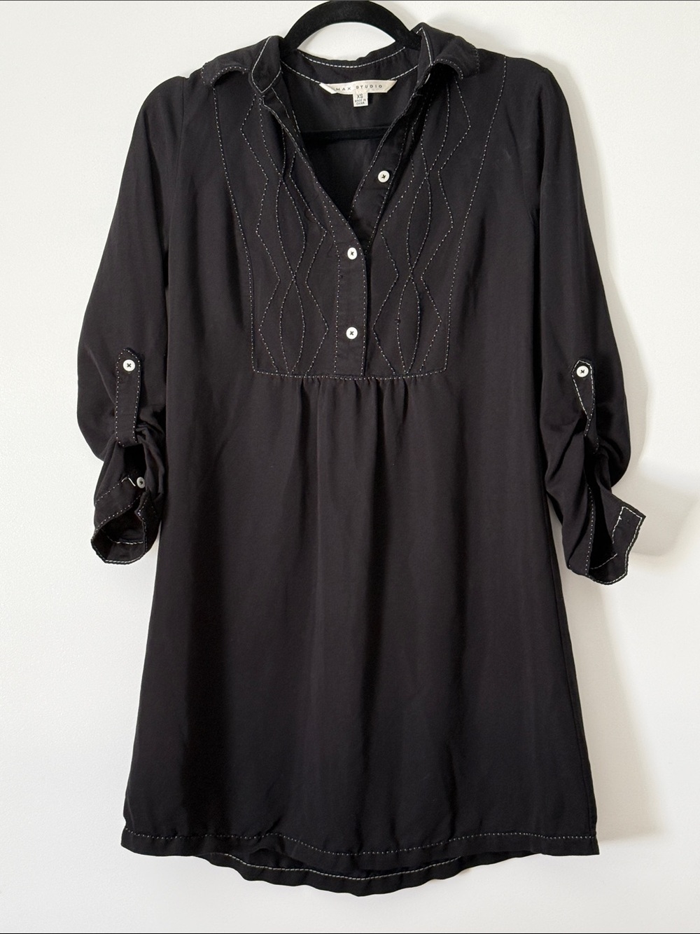 Max Studio Black Mini Dress with Contrast Stitching